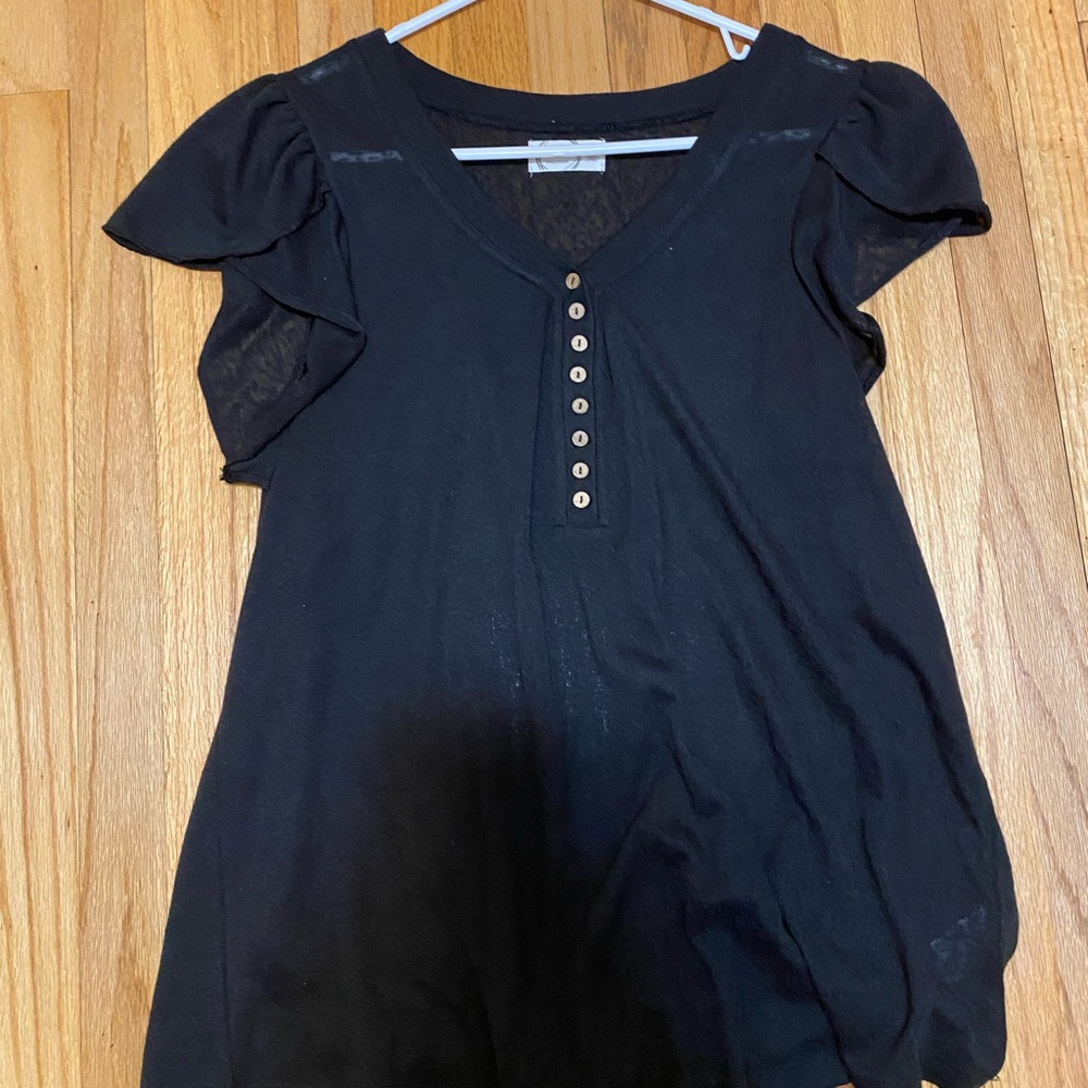 Maurice’s 24/7 Flutter Sleeve button v-neck top